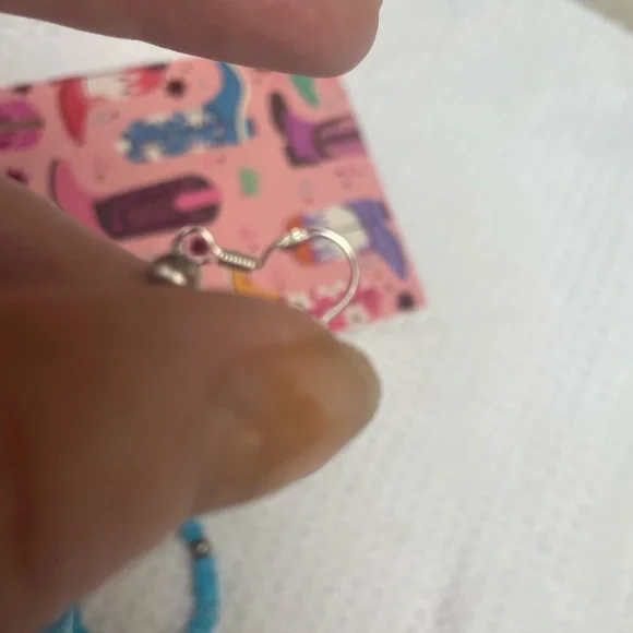 Turquoise Heishi with Sterling Silver Navajo Pearl Beads Earrings - Picture 4 of 6